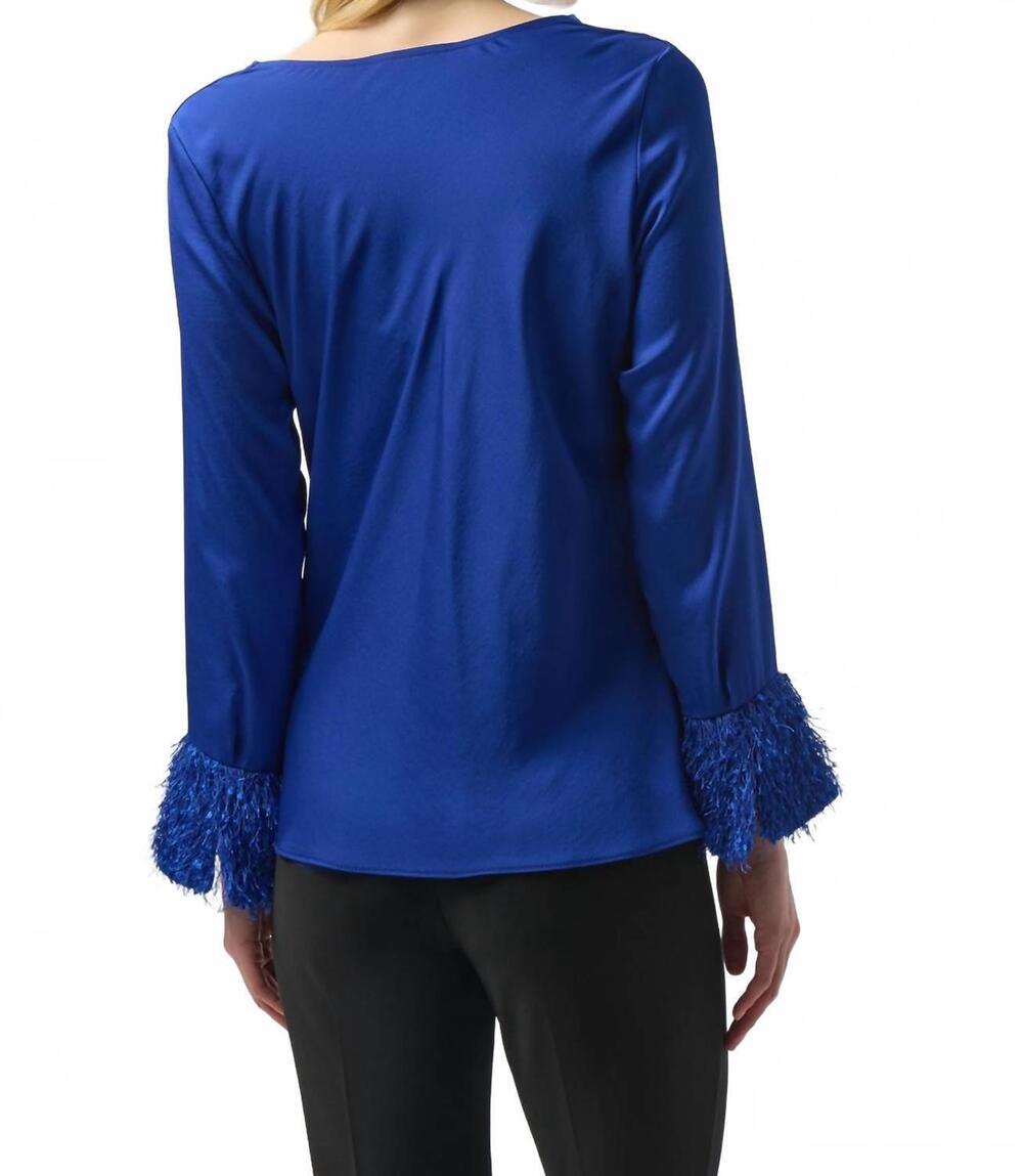 NEW JOSEPH RIBKOFF cowl neck satin top in royal sapphire - Picture 3 of 4